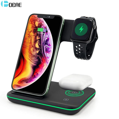 Premium 3-in-1 Wireless Charging Station 15W for iPhone, Apple Watch & AirPods