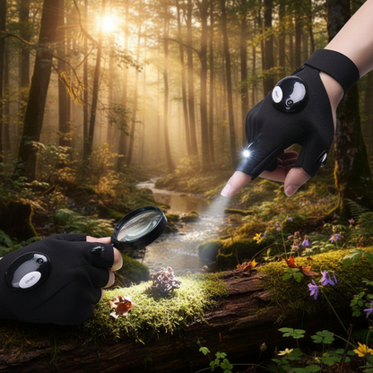 Half-finger cycling gloves with lights