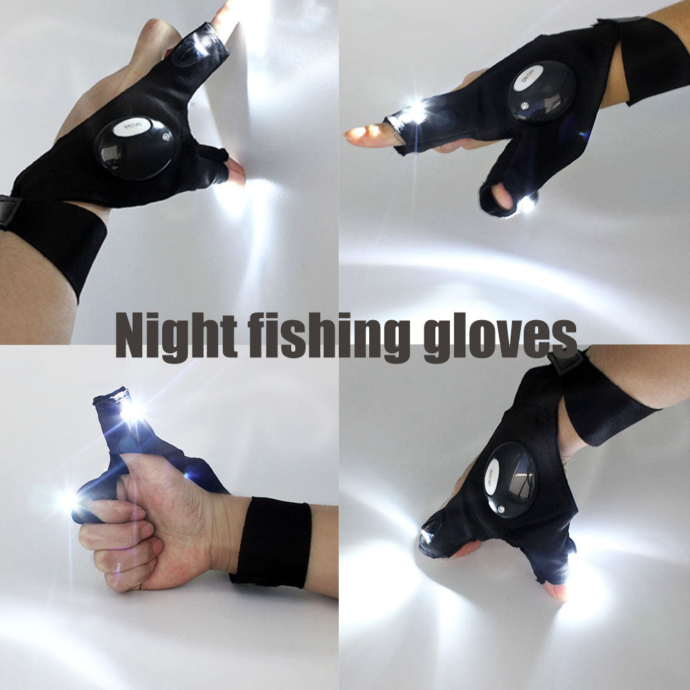 Half-finger cycling gloves with lights