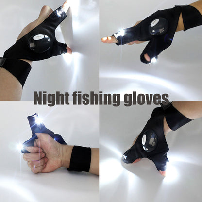Half-finger cycling gloves with lights